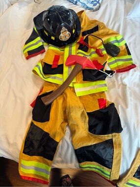 Child's Firefighter Costume Set - Yellow with Black Accents